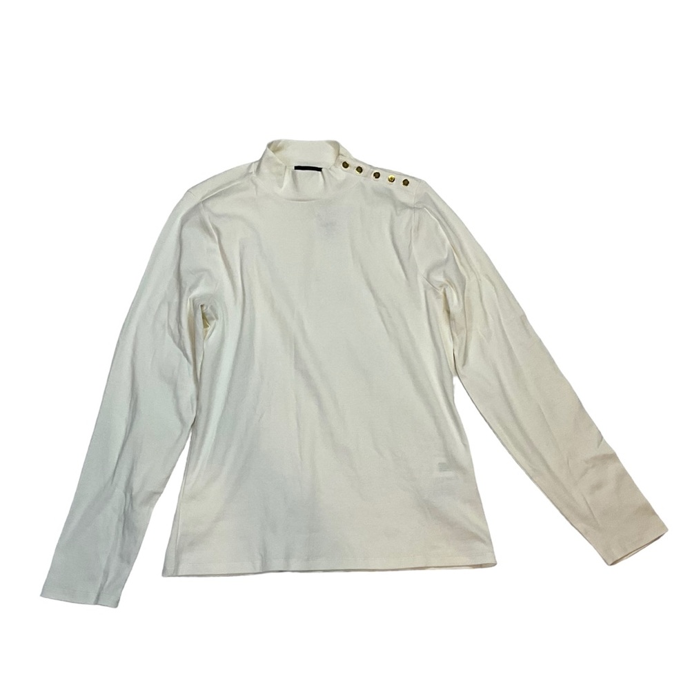 J.Crew Mockneck Ribbed Top Long Sleeve Knit Top Ivory Size XL